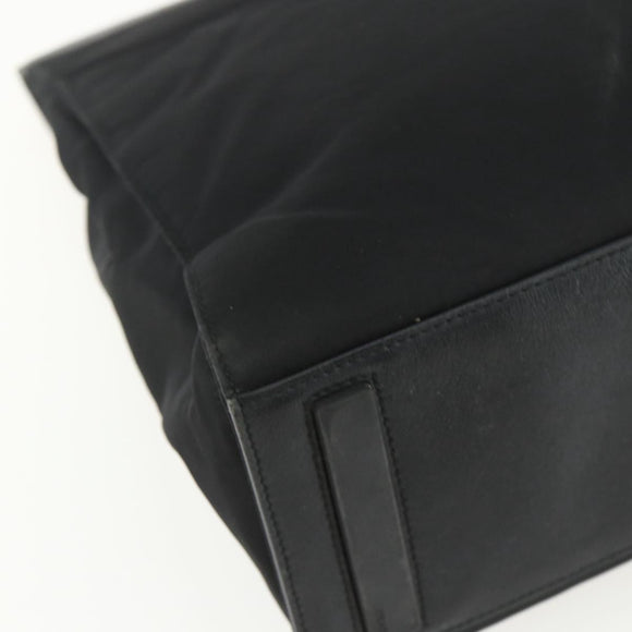 PRADA Tote Bag Nylon Black Silver Auth 151507