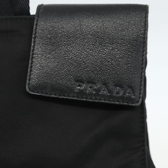 PRADA Tote Bag Nylon Black Silver Auth 151507