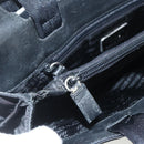 PRADA Tote Bag Nylon Black Silver Auth 151507-17