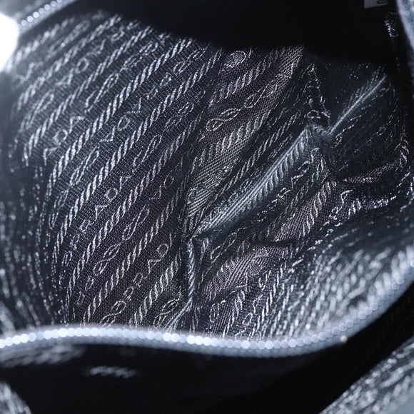 PRADA Tote Bag Nylon Black Silver Auth 151507