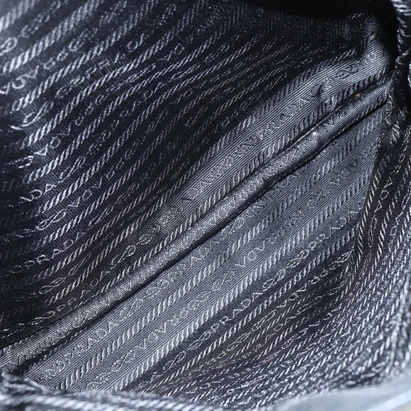 PRADA Tote Bag Nylon Black Silver Auth 151507
