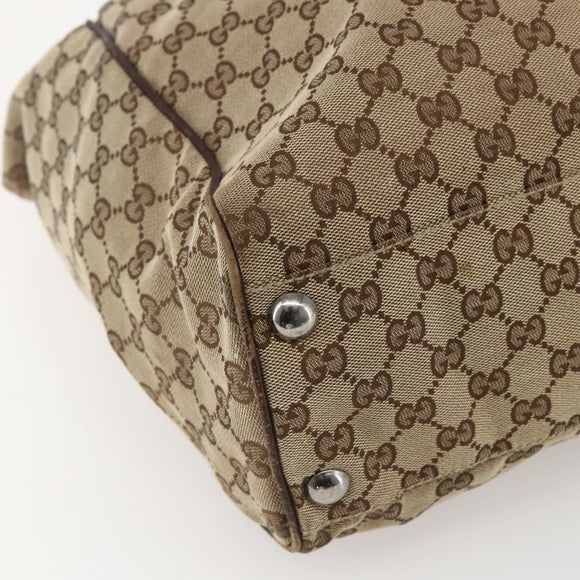 GUCCI GG Canvas Tote Bag Beige Silver 153213 Auth 151508