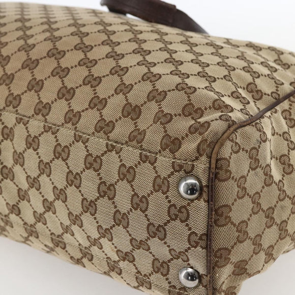 GUCCI GG Canvas Tote Bag Beige Silver 153213 Auth 151508