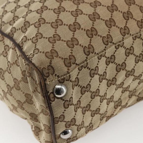 GUCCI GG Canvas Tote Bag Beige Silver 153213 Auth 151508
