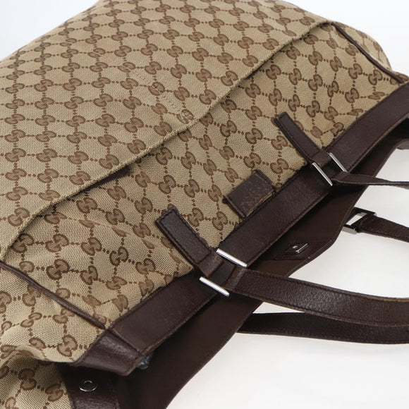 GUCCI GG Canvas Tote Bag Beige Silver 153213 Auth 151508