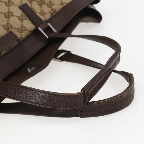 GUCCI GG Canvas Tote Bag Beige Silver 153213 Auth 151508