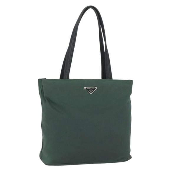 PRADA Tote Bag Nylon Green Silver Auth 151513
