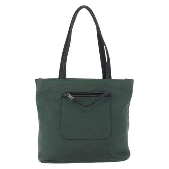 PRADA Tote Bag Nylon Green Silver Auth 151513