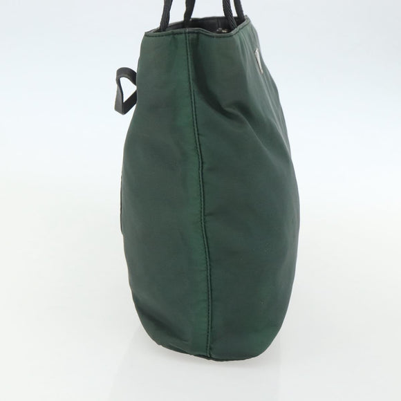 PRADA Tote Bag Nylon Green Silver Auth 151513