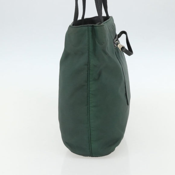 PRADA Tote Bag Nylon Green Silver Auth 151513