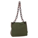 PRADA Shoulder Bag Nylon Green Silver Auth 151514-1