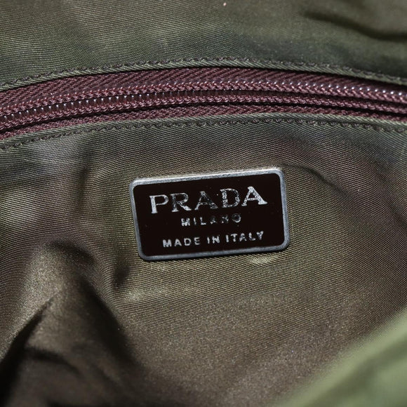 PRADA Shoulder Bag Nylon Green Silver Auth 151514