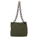 PRADA Shoulder Bag Nylon Green Silver Auth 151514-13