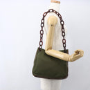 PRADA Shoulder Bag Nylon Green Silver Auth 151514-21