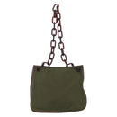PRADA Shoulder Bag Nylon Green Silver Auth 151514-2