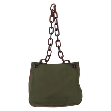PRADA Shoulder Bag Nylon Green Silver Auth 151514 - 0