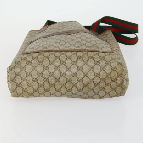 GUCCI GG Canvas Supreme Shoulder Bag Leather 4 Set Beige Red Auth 151517