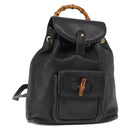 GUCCI Bamboo Backpack Leather Black Gold 003 2058 0030 Auth 151518-1