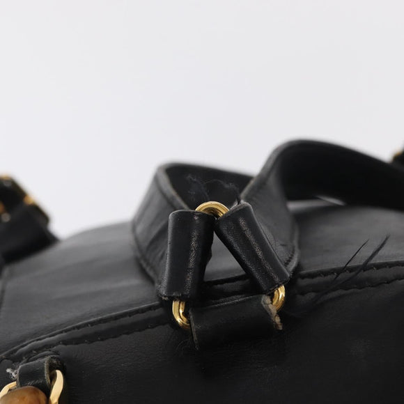GUCCI Bamboo Backpack Leather Black Gold 003 2058 0030 Auth 151518