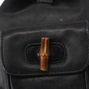 GUCCI Bamboo Backpack Leather Black Gold 003 2058 0030 Auth 151518-21