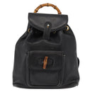 GUCCI Bamboo Backpack Leather Black Gold 003 2058 0030 Auth 151518-13