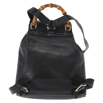 GUCCI Bamboo Backpack Leather Black Gold 003 2058 0030 Auth 151518 - 0