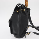 GUCCI Bamboo Backpack Leather Black Gold 003 2058 0030 Auth 151518-3