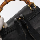 GUCCI Bamboo Backpack Leather Black Gold 003 2058 0030 Auth 151518-8