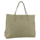 PRADA Tote Bag Nylon Beige Silver Auth 151519-1