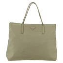PRADA Tote Bag Nylon Beige Silver Auth 151519-13
