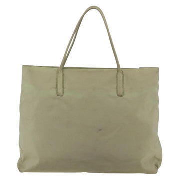 PRADA Tote Bag Nylon Beige Silver Auth 151519 - 0