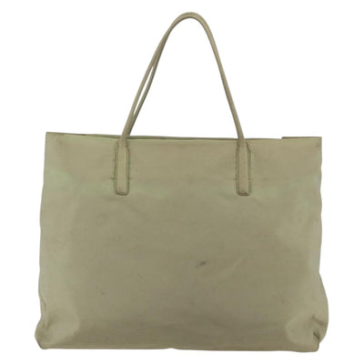 PRADA Tote Bag Nylon Beige Silver Auth 151519 - 0
