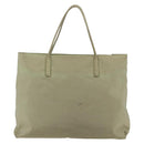 PRADA Tote Bag Nylon Beige Silver Auth 151519-2