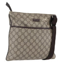 GUCCI GG Supreme Shoulder Bag PVC Beige Silver Auth 151520-1