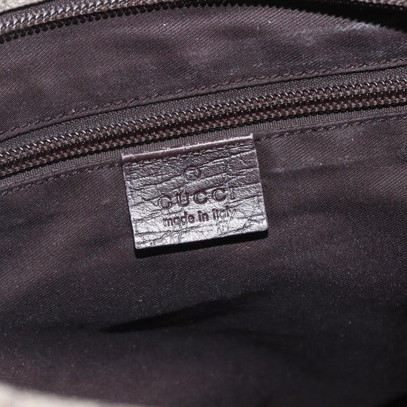 GUCCI GG Supreme Shoulder Bag PVC Beige Silver Auth 151520