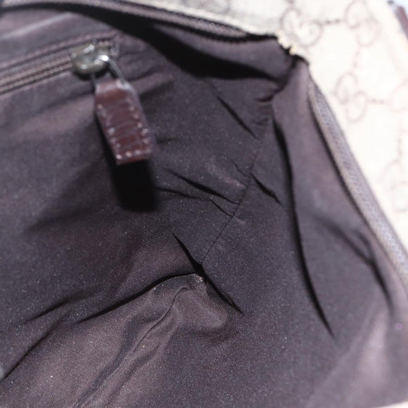 GUCCI GG Supreme Shoulder Bag PVC Beige Silver Auth 151520