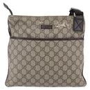 GUCCI GG Supreme Shoulder Bag PVC Beige Silver Auth 151520-13