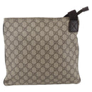 GUCCI GG Supreme Shoulder Bag PVC Beige Silver Auth 151520-2