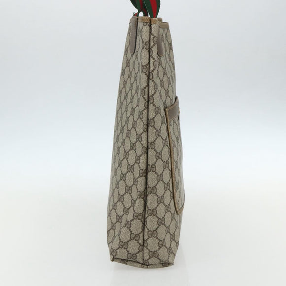 GUCCI GG Supreme Web Sherry Line Tote Bag PVC Beige Red 39 02 003 Auth 151523