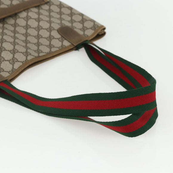 GUCCI GG Supreme Web Sherry Line Tote Bag PVC Beige Red 39 02 003 Auth 151523