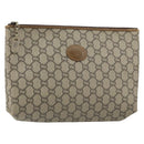 GUCCI GG Plus Supreme Clutch Bag PVC Beige Auth 151524-1
