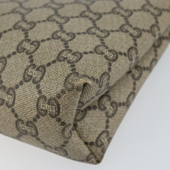 GUCCI GG Plus Supreme Clutch Bag PVC Beige Auth 151524