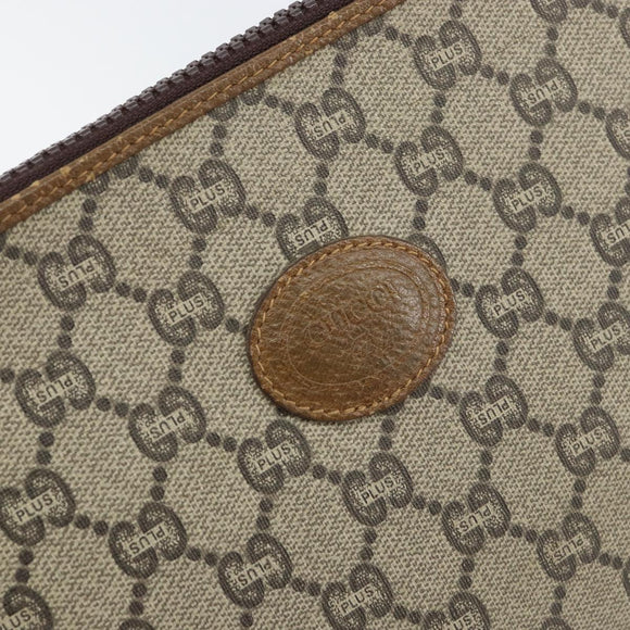 GUCCI GG Plus Supreme Clutch Bag PVC Beige Auth 151524