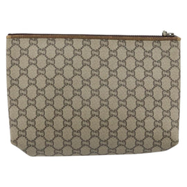 GUCCI GG Plus Supreme Clutch Bag PVC Beige Auth 151524 - 0
