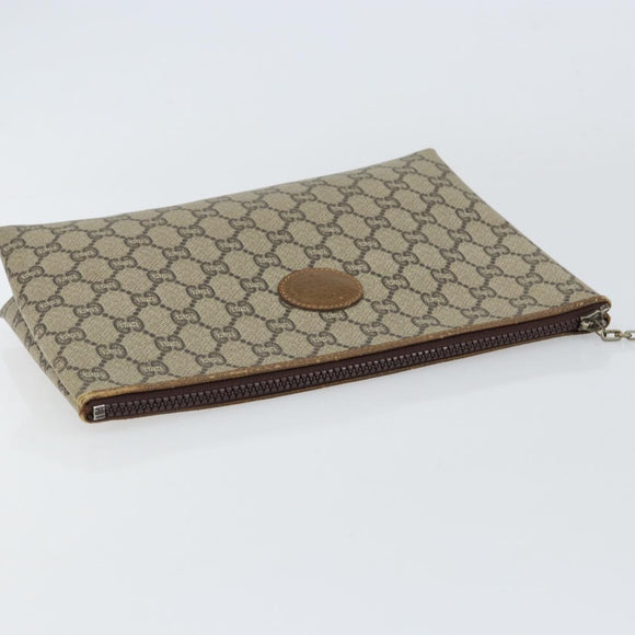GUCCI GG Plus Supreme Clutch Bag PVC Beige Auth 151524