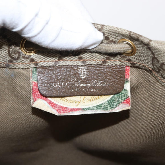 GUCCI GG Supreme Purse Shoulder Bag PVC Beige Gold 97 19 302 Auth 151526