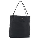 PRADA Tote Bag Nylon Black Silver Auth 151527-1