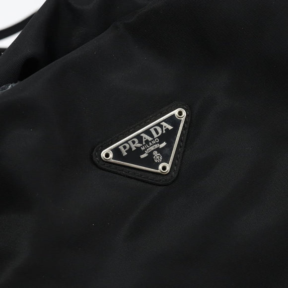 PRADA Tote Bag Nylon Black Silver Auth 151527