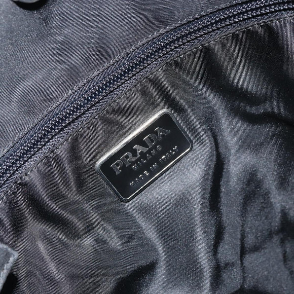 PRADA Tote Bag Nylon Black Silver Auth 151527