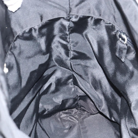 PRADA Tote Bag Nylon Black Silver Auth 151527